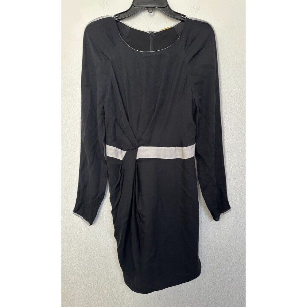 Rebecca Minkoff Wrap Silk Sheath Dress Long Sleeve Career Black Zipper Women's 8